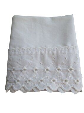 Vintage Martex White Standard Pillowcase 1 Eyelet Embroidery Hem Made In USA